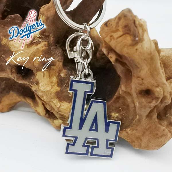 ドジャース ロゴ メタル キーホルダー キーチェーン グレー dodgers LA