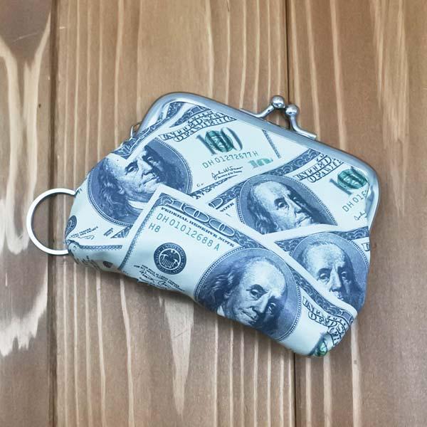 コインケース 100ドル札柄 小銭入れ がまぐち がま口 財布 フェイク