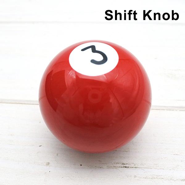 シフトノブ ビリヤード ボール No.03 レッド 専用アダプター付き