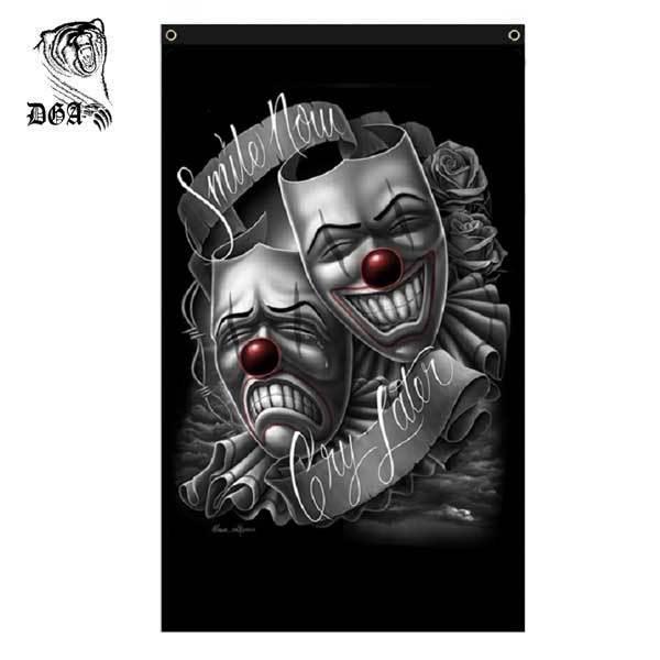 2FACE 壁掛け　チカーノ DGA バナー 壁掛け Smile now Cry Later インテリア フラッグ