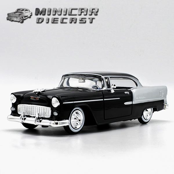 モーターマックス 1/24 ミニカー 箱入り 1955 CHEVY BEL AIR ブラック 