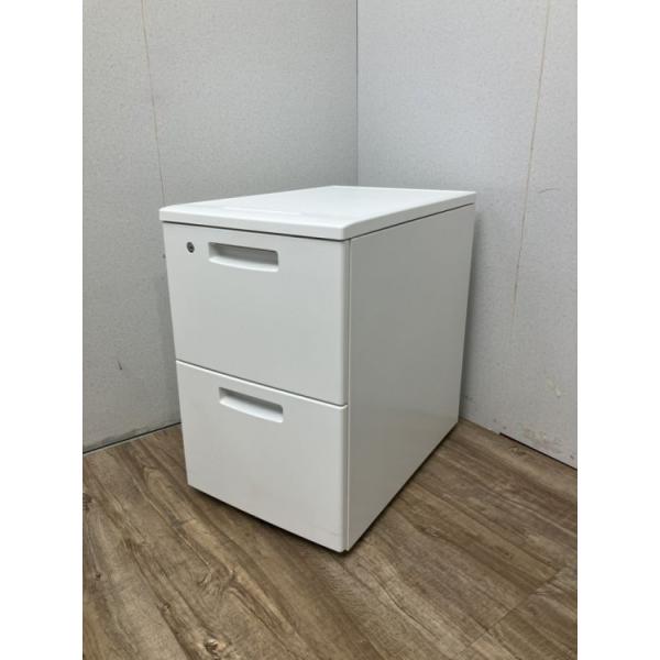コクヨ デスクワゴン 2段 インサイドワゴン 引き出し カギ2本 仕切り板2枚 キャスターワゴン 中古品
