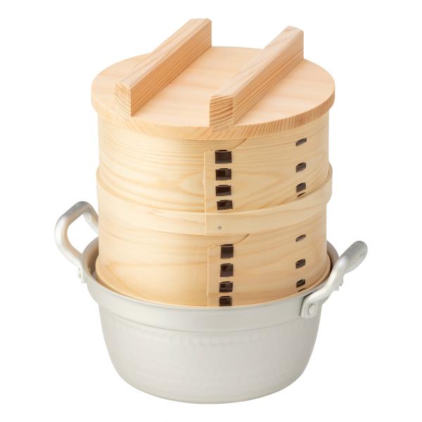 鍋付ミニ和せいろ 18-2段 / 和せいろ・蓋・鍋のセット 二段 せいろ 和