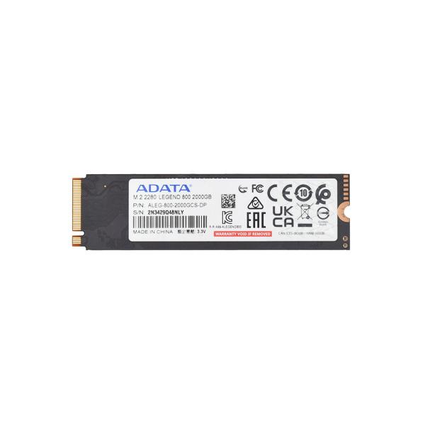 未開封 LEGEND 800 ALEG-800-2000GCS(M.2/2TB) Amazon.com: ADATA 2TB SSD Legend 800, NVMe PCIe Gen4 x 4 M.2