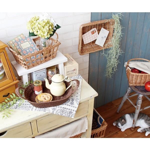 至上 小物収納 小物入れ バスケット かご 収納 収納かご 籠 ペーパーコードバスケット ブラウン カゴ ハンドル付きオーバル 収納ケース S