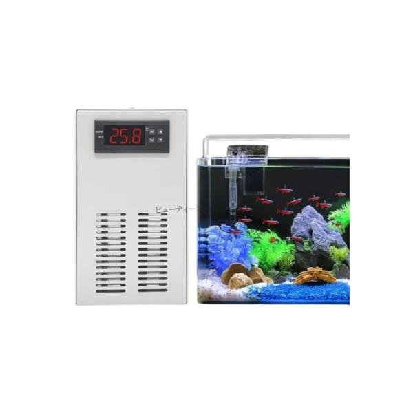 水槽クーラー 冷暖房 恒温 小型 水槽用チラー 20L/35L対応 静音設計 省エネ 温度表示付き 簡単操作 110V 自動恒温 水草 海水 金魚 クラゲ サンゴ 1台2