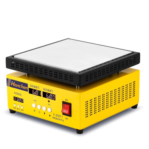 Hanchen 恒温ホットプレート 20*20cm 110V電源コード デュアル温度表示 室温400℃ タイマー付 高精度1％ 説明書付 恒温ステーション 均一で速い加熱