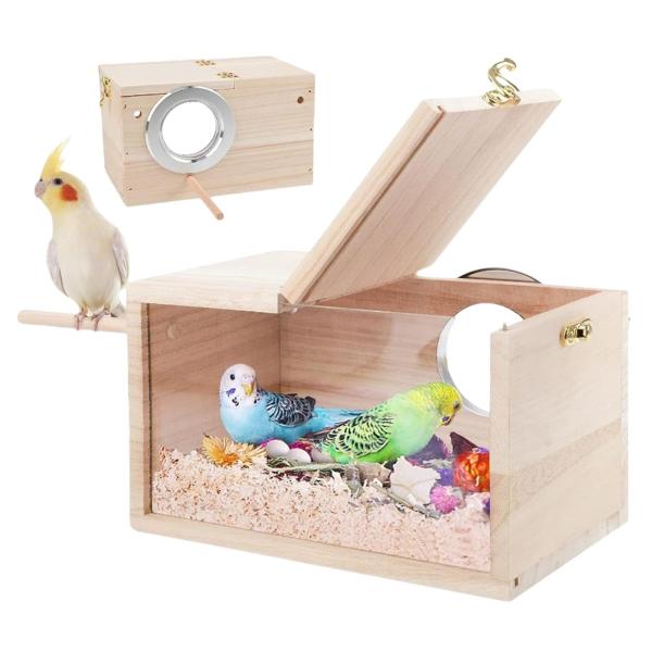 木製オウム飼育箱、鳥飼育箱 | オウムの巣箱 | 鳥の巣箱、木製オウム飼育交配箱、ラブバード、オカメインコ、フィンチ用インコ飼育箱