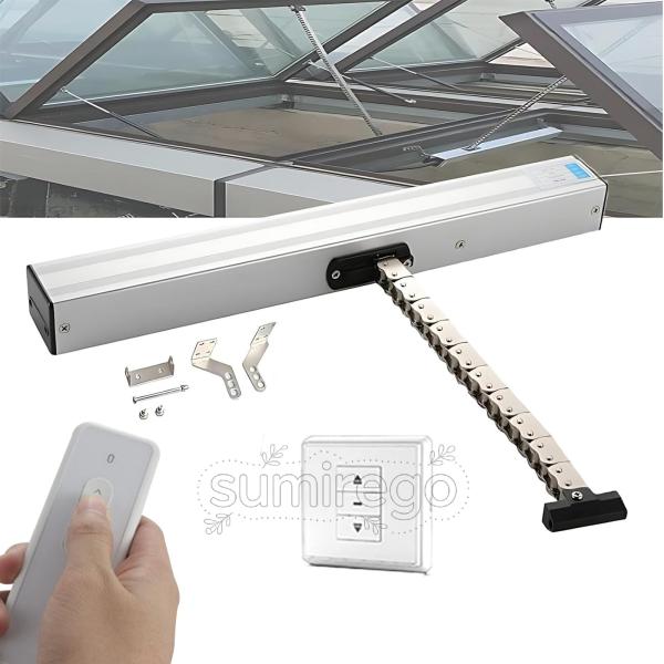 自動チェーン窓開閉器 リモコン &amp; 壁スイッチ操作 窓自動開閉システム 多種窓対応（屋根換気窓/下吊り窓/上吊り窓/天窓/き窓）ストローク300-1000