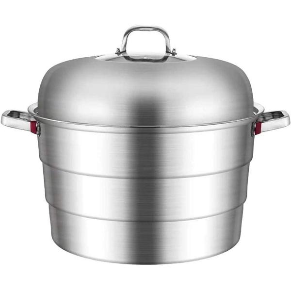 ステンレス蒸し器厚手特大3層蒸し器超大型食堂ホテルレストラン業務用鍋ガスコンロ電磁調理器多目的鍋（サイズ：45cm） 50cm