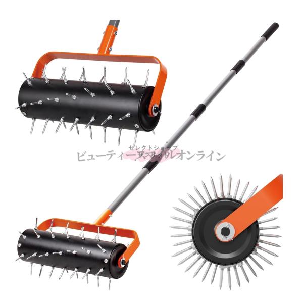 【新店オープン記念！ポイント 5 倍】手動ロータリ耕うん機、家庭用耕うん機、ローリング芝生エアレーター、71インチ手動エアレーター芝生ツールロー