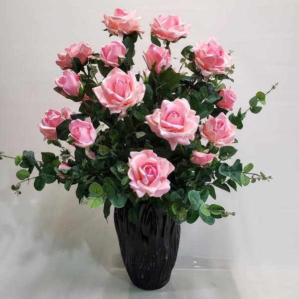 ピンクアンバー　薔薇のコンポート　フラワーベース aige_baratanpinp2