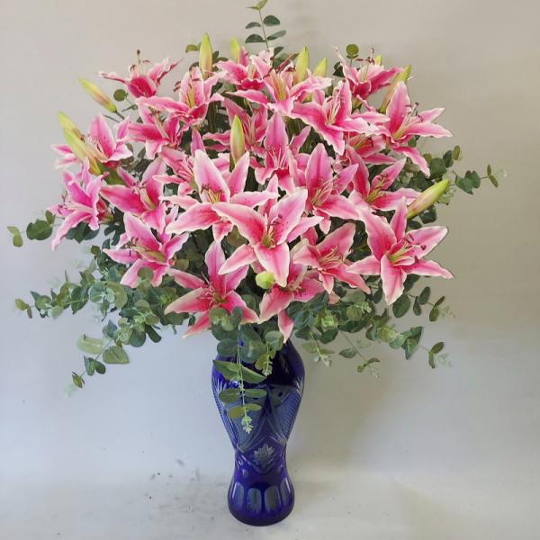 百合の花柄花瓶 aige_yuriakakeimixarennjidd