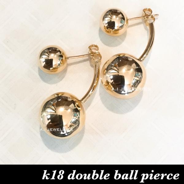 k18 18金 double ball pierce / ダブル ボール ピアス 10mm 15mm 