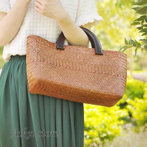 かごバッグ レディース トートバッグ 麦わらバッグ ピクニック 海