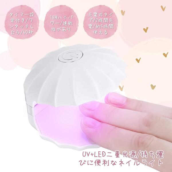 /セット内容18Wネイルライト　　*1ケーブル(type-c)　 　*1日本語説明書　　　　 *1/18W&amp;5LEDs18Wハイパワー、インテリジェントな痛みのない、速乾性があります。統合されたインテリジェントな温度制御チップを備え...