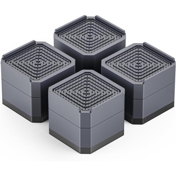 洗濯機 かさ上げ台 二層8点セット 2色選択可 高さ調節 DEWEL 底上げ 防振ゴム 洗濯機置き台 防振ゴム 耐荷重約500kg 防振 振動騒音吸収 滑り止め 水たまり防止