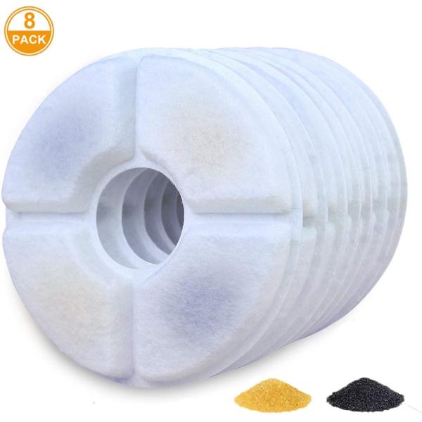 /原材料PP、活性炭、イオン交換樹脂、PE、ポリエステル/セット内容活性炭フィルターx8枚 /商品詳細サイズ　12.7x12.7cm重　量　110g/三重濾過高品質のコットン、イオン交換樹脂と活性炭を採用し、水中の汚物を除去し、硬度を下げて...