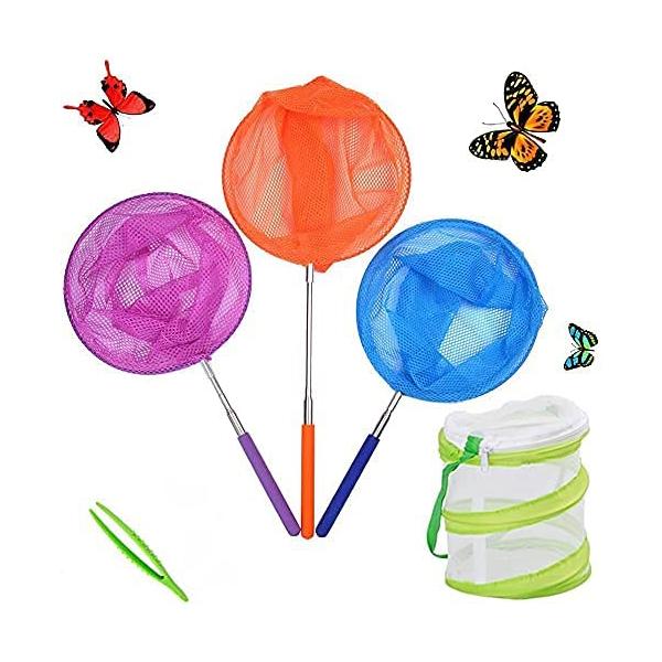 /伸縮可能長さ　約17〜66cm/メイン素材ナイロン、ステンレス/夏の森探検セット蝶、虫、魚を捕獲して取り出すためのセットです。昆虫採集セット：鮮やかな色の虫取り網*3色、イジェクト型昆虫網*1、ピンセット*1。セット中に含まれているものは...