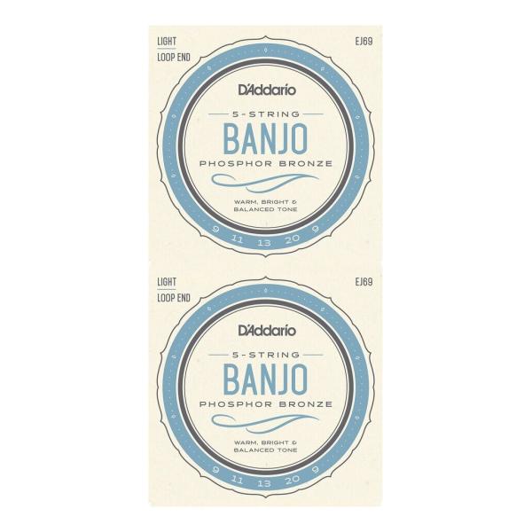[バンジョー弦×2セット]D'Addario EJ69×2セット [9-20] 5弦 バンジョー弦 フォスファーブロンズ/メール便発送・代金引換不可 ダダリオ ダダリオ