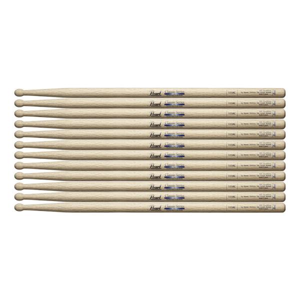 [ドラムスティック×6ペア]Pearl 111AC オーク ドラムスティック クリアラッカーフィニッシュ [15x410]