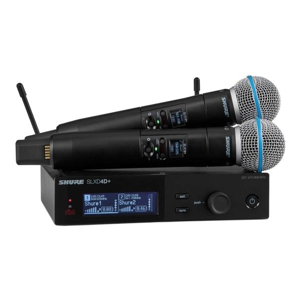 SHURE SLXD24D+J/B58-JB ワイヤレスシステム 「SLXD4D+」2ch受信機+「SLXD2+/Beta58」マイク(送信機)x2本セット