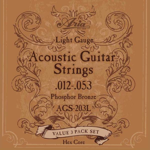 他サイト： [弦×3セット] Aria AGS-203L×1(計3セット) アコギ弦3セットパック フォスパーブロンズ 12-53アコギ弦の商品画像