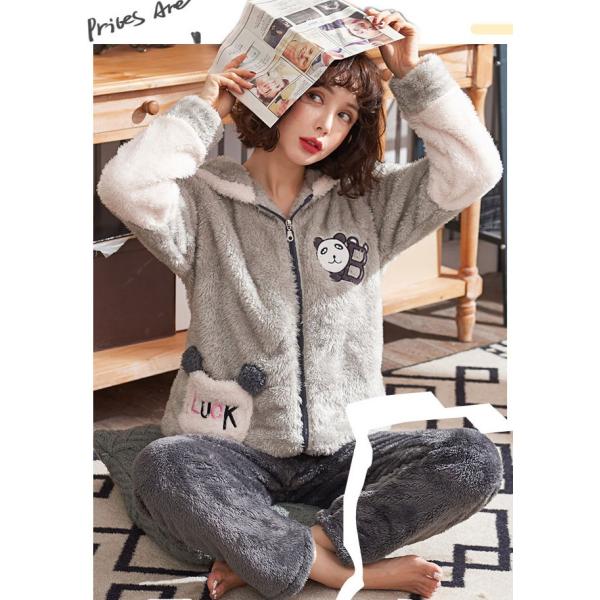 ルームウェア 上下セット もこもこ フード付き メンズ レディース パジャマ 前開き プルオーバー 2タイプ フリース 厚手 おしゃれ 冬 ペアルック Www Workplace No