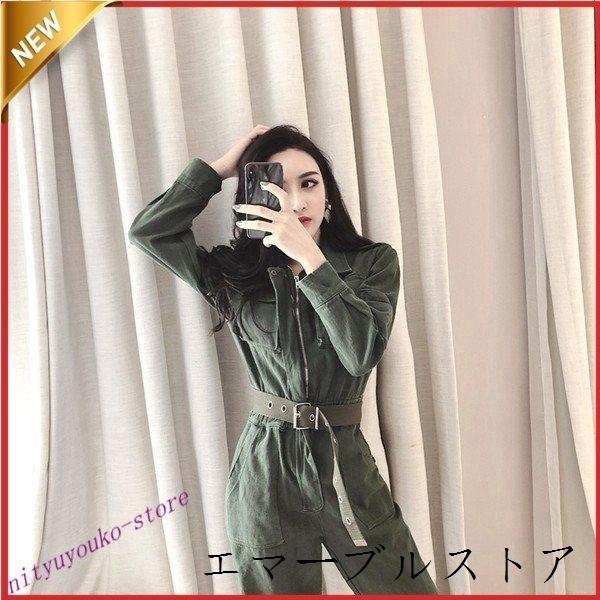 つなぎ おしゃれ ツナギ パンツ ベルト付き レディース 女用 カバーオール オールインワン 大きいサイズ サロペット着痩せ カジュアル 長袖 エマーブルストア 通販 Yahoo ショッピング