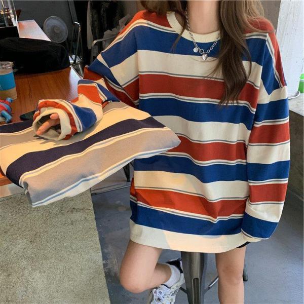 長袖tシャツ レディース ス カットソー カジュアル Tシャツ 大きい ゆるい シンプル 秋コーデ 2022秋冬