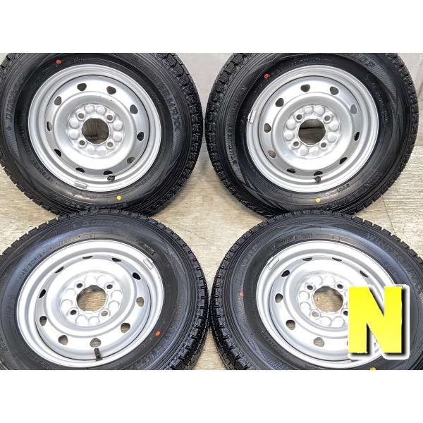 ①145/80R12 80/78N LT 中古スタッドレスタイヤ4本セット DUNLOP 中古タイヤ スタッドレスタイヤ ホイールセット 4本