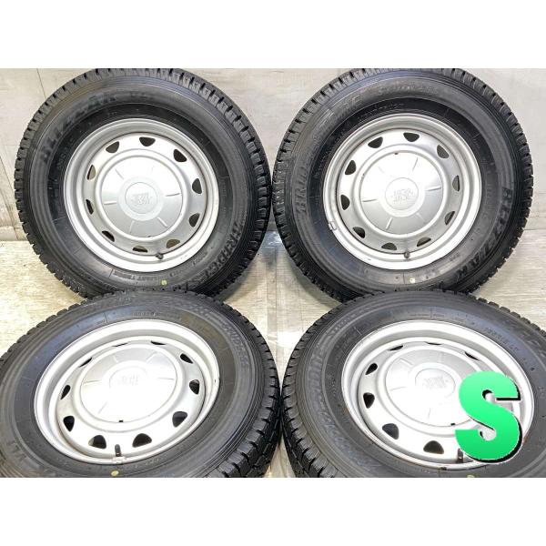 スタッドレスです！WAREN 13インチ ５J +36 ４H/100 BLIZZAK VL１ 165R13 LT ８分山 中古４本 BRIDGESTONE（ブリヂストン） 中古タイヤ スタッドレスタイヤ ホイール