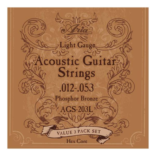 他サイト： [弦×3セット]Aria AGS-203L×1パック(計3セット) アコギ弦3セットパック×1/メール便発送・代金引換不可 アリアの商品画像