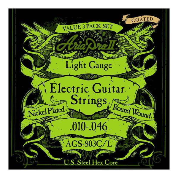 他サイト： [エレキ弦×3セット]ARIA AGS-803C/L×1パック エレキ用 コーティング弦 3セットパック×1パック [10-46] /メール便発送・代金引換不可の商品画像