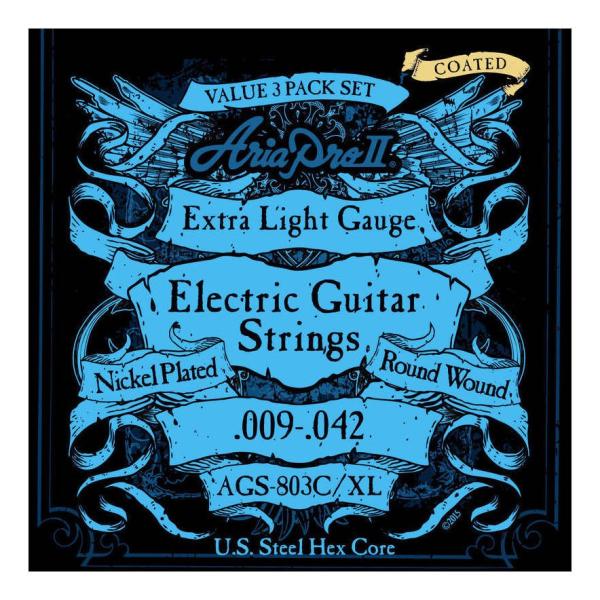 他サイト： [エレキ弦×3セット]ARIA AGS-803C/XL×1パック エレキ用 コーティング弦 3セットパック×1パック [09-42] /メール便発送・代金引換不可の商品画像