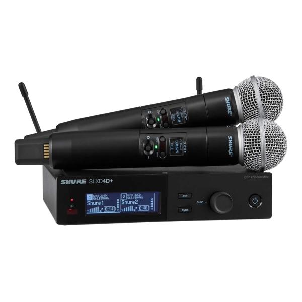 SHURE SLXD24D+J/58-JB ワイヤレスシステム 「SLXD4D+」2ch受信機+「SLXD2+/SM58」マイク(送信機)x2本セット