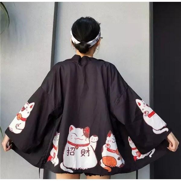 招き猫 法被 ハッピ はっぴ 半纏 和柄 祭り カーディガン 和服 ビッグシルエット 羽織り 招財 招福 ねこ 1 0731 8 Aio 通販 Yahoo ショッピング