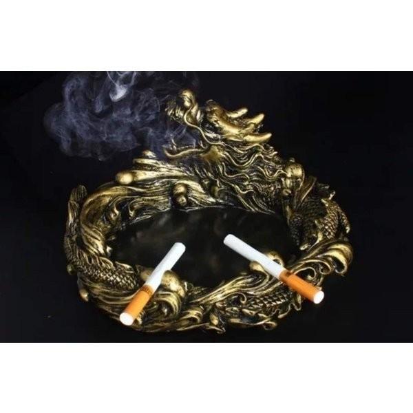 送料無料 灰皿 ガラス 高級 ギフト ドラゴン 龍 骨董風 インテリア
