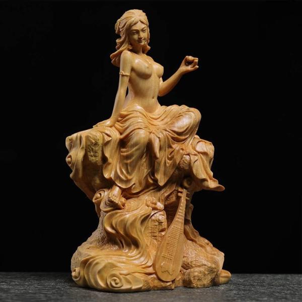 弁 財 天弁財天 木彫り彫刻 弁天様 木彫 縁起物 風水 置物 木製 木彫り