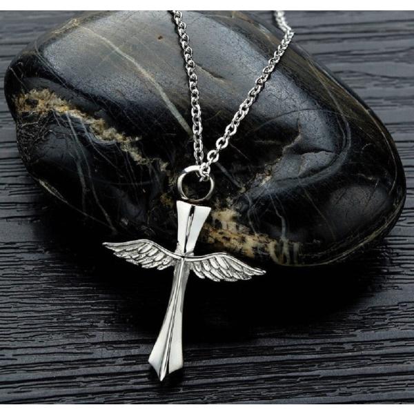 羽根と木製の十字架のペンダント Amazon.co.jp: Haoyull クロスネックレス 祈りの十字架ネックレス 反射