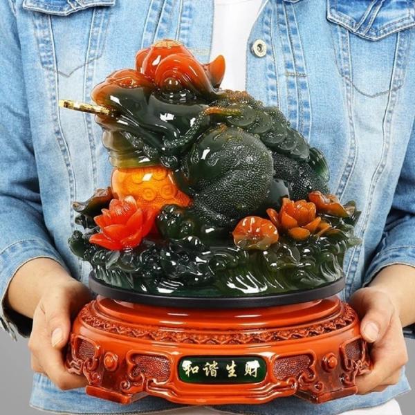 風水 蛙 特大 蓮の上に座る 蓮の花 カエル シリトン 超特大 風水アイテム 大盛況 超縁起物 幸運 祈り 浄化 金運 金運アップ 最強 商売繁盛 在庫限り