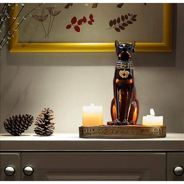 バステト神 キャンドルスタンド bastet 猫型の女神 エジプシャン 置物 フィギュア 古代エジプト 古代エジプト バステト神 雌猫女神 彫刻インテリア 彫像置物 猫神 人間を病気や悪霊から守護する 多産の神 記念品プレゼント贈り物 キャ...