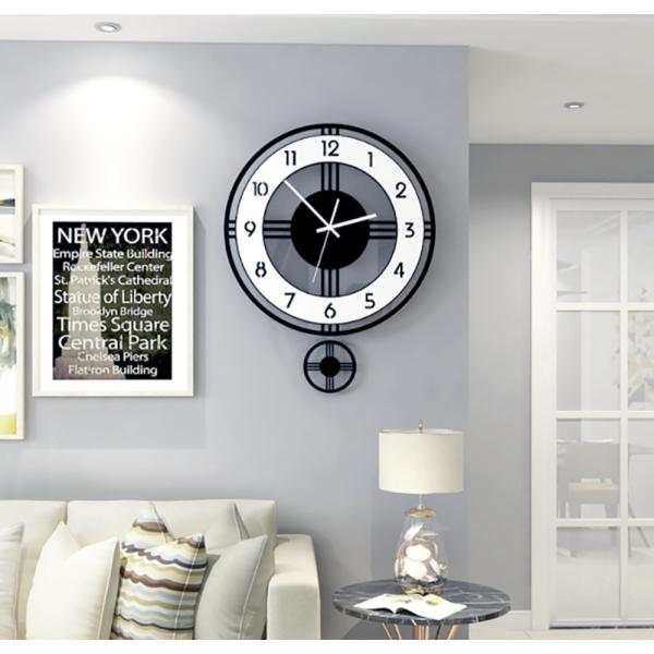 壁掛け時計 振り子時計 モノトーン 壁掛け ウォールクロック 欧風 アナログ アメリカンクロック インテリア 壁飾り 静音 おしゃれ かっこいい モダン レトロ クラシック クラシカル 中世ヨーロッパ ヨーロピアンデザイン アート 北欧 レ...