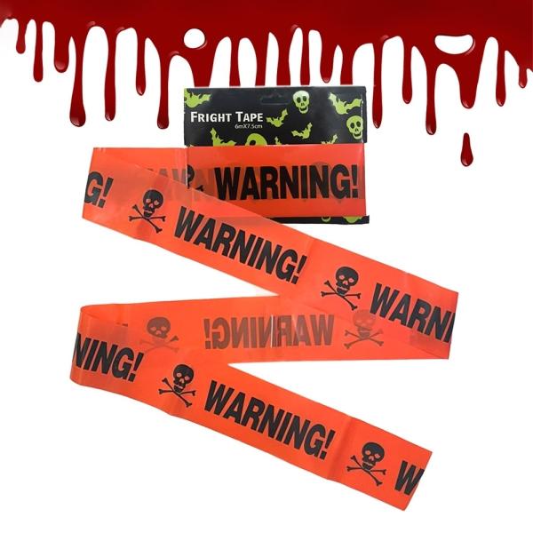 ハロウィン コスプレ パーティー WARNING テープ 警告 立入禁止 オレンジ 立ち入り禁止 ステッカー 危険 防止 バリケード ドクロ スカル ホラー リアル 装飾