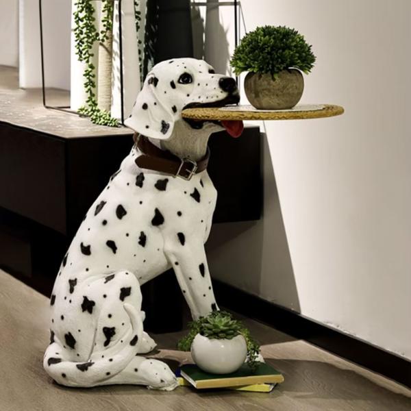 テーブル 置物 ダルメシアン 犬 サイドテーブル 高さ53cm インテリア テーブル テレワーク おしゃれ 在宅 パソコンデスク ベッド ノートPC台