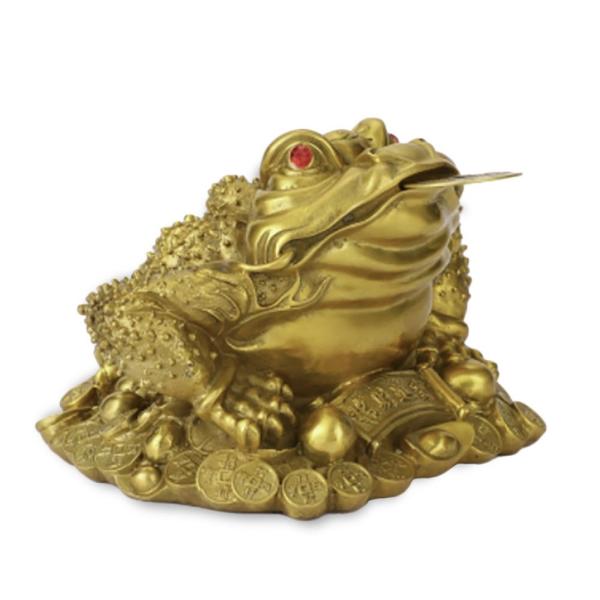 風水 置物 蛙 カエル 古銭咥え 銅製 ラインストーン アイテム 大盛況