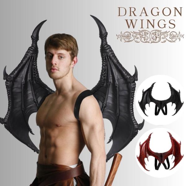 コスプレ ドラゴンの翼 レッドorブラック 龍 竜 ドラゴン 羽根 かわいい POP おもしろ グッズ アイテム 老若男女 万人受け フリーサイズ ハロウィン 在庫限り
