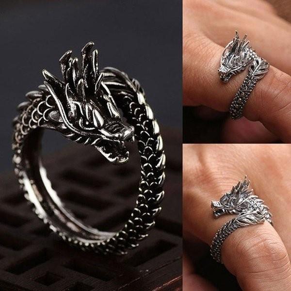 龍　ドラゴン　シルバー　アクセサリー　指輪　ユニセックス　フリーサイズ