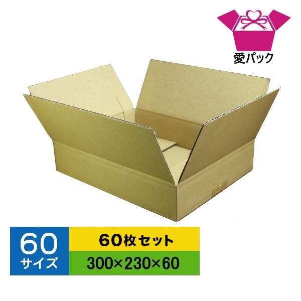ダンボール箱 60サイズ 60枚 無地 段ボール 梱包用 日本製 薄型 ネットショップ 商品発送用 クロネコヤマト 宅急便 ゆうパック メルカリ