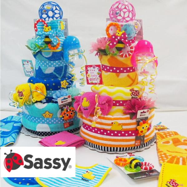 おむつケーキサッシー 出産祝い売れ筋★土曜日営業★出産祝い♪【パンパース59枚】ベビーギフト 男の子　女の子おむつケーキ パンパース 売れ筋　【送料無料】セレブ Sassyオムツケーキ 02P01Oct16　クリスマス